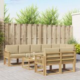  Set vanjskih sofa s jastukom 9 pcs Bijela i bež Poliester | shoptok.hr