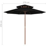  Suncobran s dvije razine i drvenim stupom 270 cm crni | Eponuda.com