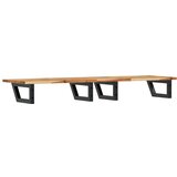  Zidna polica za umivaonik od čelika i masivnog bagremovog drva Smeđa 120 x 40 x 2 cm | Shoptok.si