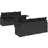 vidaXL 7-dijelni set sofe za vrt s jastučićima Crni Poli Ratan, 2-sjedna vrtna sofa s jastučićima Crni Poli Ratan Cijene