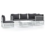 The Living Store Vrtna sedežna garnitura 6-delna z blazinami belo jeklo - Vrtna Sedežna Garnitura, (21459708) | Shoptok.si