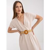 Fashion Hunters Light beige summer dress made of RUE PARIS cotton Cene