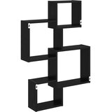 Police u obliku zida Zidna montaža Crna 64 x 13,5 x 91,5 cm | Shoptok.si
