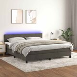  box spring s madracem LED tamnosivi 160x200 cm baršun | shoptok.hr