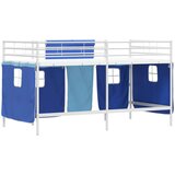  Krevet na kat za djecu s zavjesama Bijela i Plava 90 x 200 cm | shoptok.hr