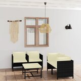 Maison Chic Seti vrtnega pohištva - Vrtna garnitura - Vrtni pohištvo set z blazinami 5-delna poli ratan črna, (21796377) | Shoptok.si