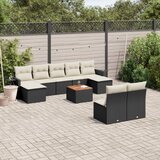 vidaXL 10-dijelni set vrtnih sofa s jastucima crni od poliratana | shoptok.hr