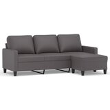 Maison Chic kavč - Sofa - Kanape trosed s stolčkom za noge siv 180 cm umetno usnje, (21727876) | Shoptok.si
