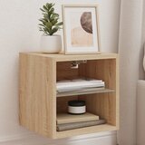 Maison Chic Stenska TV omarica - TV stojalo - Televizijska omarica z LED lučkami sonoma hrast 30x28,5x30 cm, (21701862) | Shoptok.si