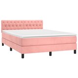  box spring s madracem LED ružičasti 140x190cm baršunasti | shoptok.hr