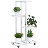  Stalak za cvijeće 4 kata s kotačima 44x23x80 cm bijeli željezni | Eponuda.com