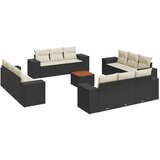  13-dijelni set vrtnih sofa s jastucima poliratan crni | shoptok.hr