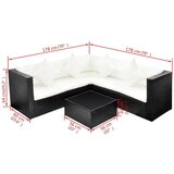 Poli 4-Dijelna vrtna garnitura od poliratana s jastucima crna | shoptok.hr
