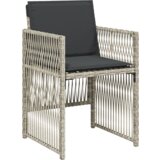 vidaXL Set vrtne jedilnice s 5 kosi in oblazinjenjem, svetlo siva, poliran ratan, Vrtna miza, črna, 140x80x73 cm, kaljeno steklo | Shoptok.si