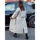 DStreet Płaszcz damski OPULENA długi z paskiem szary | shoptok.hr