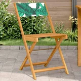 Bistro stolice 2 kom s uzorkom lišća od drva bagrema i tkanine
