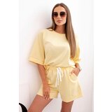 Kesi Włoski Women's butter set with a short-sleeved blouse and shorts with an elastic band yellow Cijene