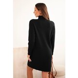 Kesi Włoski Women's sweater dress with a turtleneck and pocket black | Shoptok.si