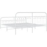 Metalni okvir kreveta uzglavlje i podnožje bijeli 183x203 cm | shoptok.hr