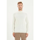 Trendyol Ecru Men's Slim Fit Half Turtleneck 100% Cotton Basic Sweater Cene