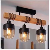 Brilagi Plafonski luster WOOD GLASS 3xE27/60W/230V borovina/crna/dimljeno braon u