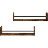  Zidne police s prečkama 2 kom dimljena boja hrasta 60x16x14 cm | Eponuda.com