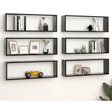 vidaXL kockaste zidne police 6 kom crne 80 x 15 x 26,5 cm od iverice Cijene