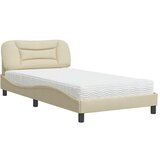  The Living Store Postelja z vzmetnico krem 100x200 cm blago - Postelja, (21499937) | Shoptok.si