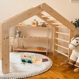 MeowBaby Roza/naravna barva trikotnik iz borovega lesa 112x61x94 cm Montessori - | Shoptok.si