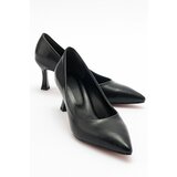 LuviShoes Women's PEDRA Black Skin Heeled Shoes Cene