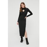 Trendyol black Ribbed Knitted Dress Cene