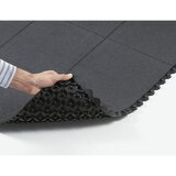 Notrax Sestavljiva podloga Cushion Ease Solid™ NITRILE FR, DxŠxV 910 x 910 x 19 mm, črna guma | Shoptok.si