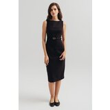 Legendww elegantna crna haljina bez rukava sa pojasom | ePonuda.com