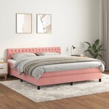 The Living Store Box spring postelja z vzmetnico roza 180x200 cm žamet - Box Spring Postelja, (21492259) Cene