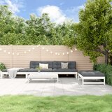 The Living Store Vrtna sedežna garnitura 5-delna z blazinami bela trdna borovina - Vrtna Sedežna Garnitura, (21479037) | Shoptok.si