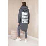 Kesi Padded sweatshirt with a long back and a graphite hood | shoptok.hr