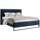 MID.YOU OBLAZINJENA POSTELJA 140 cm x 200 cm , les, tekstil, leseni material temno modra | Shoptok.si
