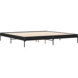  Okvir za krevet crni 200 x 200 cm konstruirano drvo i metal | shoptok.hr