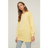 Trendyol Yellow Crew Neck Stitch Detail Knitted Sweatshirt Cene