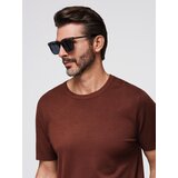 Ombre Men's classic knitted shirt with ribbed cuffs - warm brown | Shoptok.si