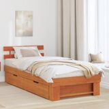  Krevetna konstrukcija s ladicama s uzglavljem s pohranom Voštano smeđa 100 x 200 cm | shoptok.hr