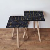 Hanah home 2Shp437 - Black BlackGold Nesting Table (2 Pieces) | ePonuda.com