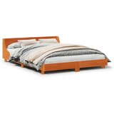  The Living Store Posteljni okvir brez vzmetnice voščeno rjav 135x190 cm borovina - Posteljni Okvir, (21497037) | Shoptok.si