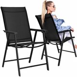  Sklopiva metalna vrtna stolica crna 56 x 64 x 94 cm | shoptok.hr