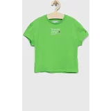 Tommy Hilfiger Otroška bombažna kratka majica zelena barva