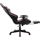 vidaXL Gaming stol z oporo za noge črno in vinsko rdeče umetno usnje | Shoptok.si
