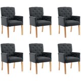 vidaXL Jedilni stoli z naslonjali za roke 6 kosov sivo blago, (20764093) | Shoptok.si