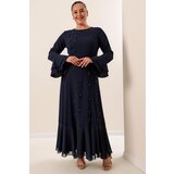 By Saygı B.b Crepe Long Dress with Flounce Sleeves and Hem | Shoptok.si