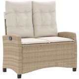  Vrtna garnitura - 4-dijelni vrtni blagovaonski set od poliratana s jastucima bež - Dužina stola 110 cm Sa naslonom za noge 4 | shoptok.hr