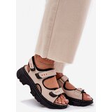 ARTIKER Leather Women's Sandals With Velcro Beige | Shoptok.si
